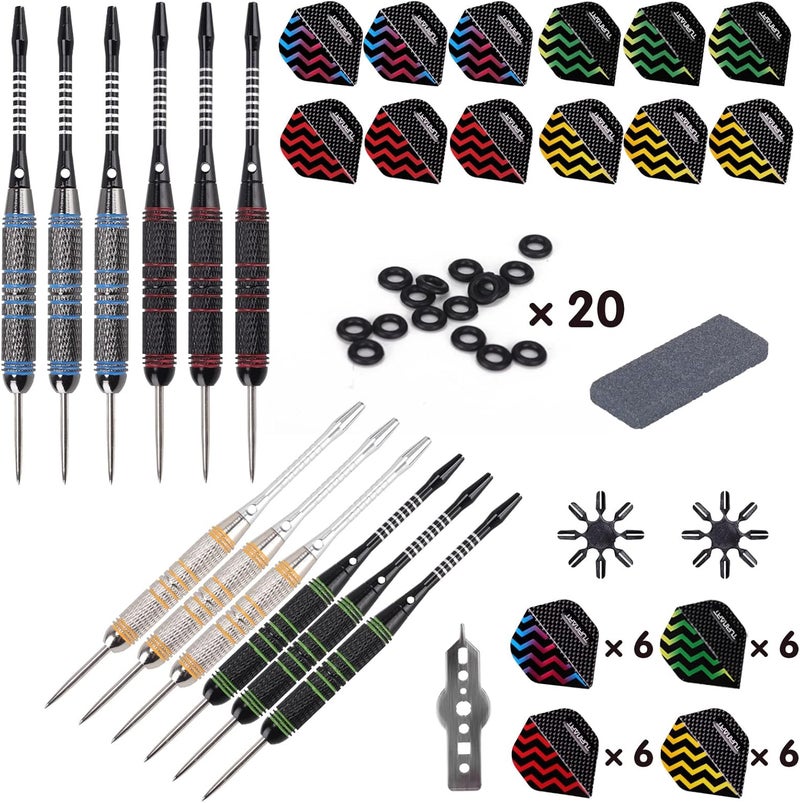 Turnart Darts Metal Tip Set - Steel Tip Darts Darts Set Professional Metal Darts Dart Board Set 12 Pcs 24 Gram 20 O-Rings Aluminum Darts Shafts 24 Extra Flights Darts Tool - Image 3